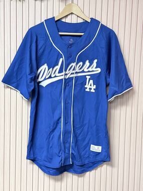 Dynasty Los Angeles Dodgers MLB Baseball Jersey Blue Button Front Size M
